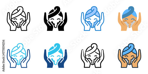 Facial icon set multiple style collection 
