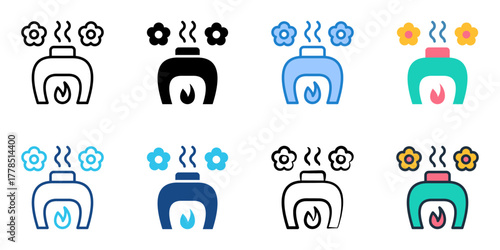 Aromatherapy icon set multiple style collection 
