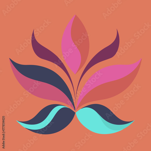 Abstract floral silhouette with vibrant color palette and smooth curves silhouette