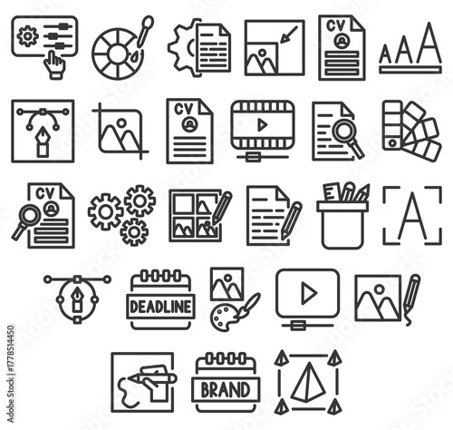 Creative Proces Illustration Icon Outline Set Collection Pack

