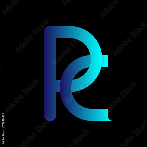 PC letter logo in blue gradient on a black background