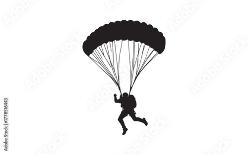 Parachute Skydiver Silhouette Illustration for Adventure and Sport Design