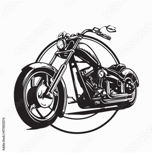 Custom Built Chopper Motorbike Vector Illustration on white background