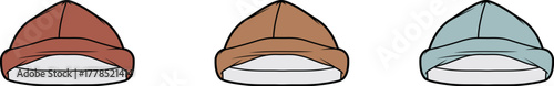Three colorful beanies illustration for diverse styles, creative designs, and winter fashion
