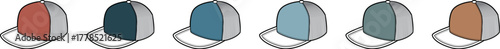 A modern vector illustration of six colorful two-tone circular icons, symbolizing digital choices, user interface settings, or selection toggles