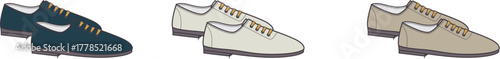 Illustration of Shoes in Various Colors Footwear Fashion with Lace-Up Detail