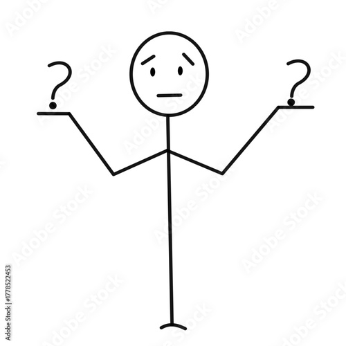 stick figure comparing things decision making choose option doubtful.eps