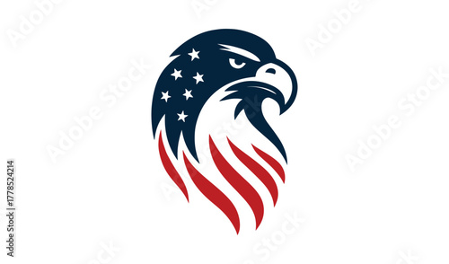 American eagle head with us flag design patriotic symbol