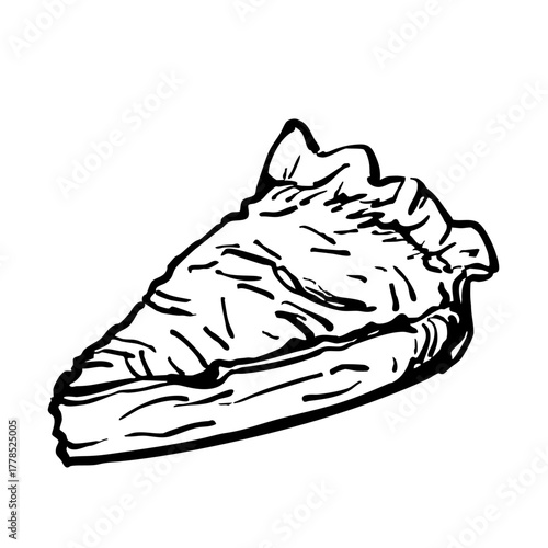 キッシュの手書きイラスト　モノクロ