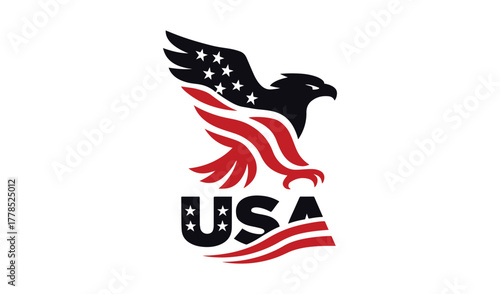 American eagle with usa text and flag elements