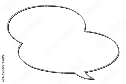  楕円形を二つ重ねた手描き風の吹き出し（横長）