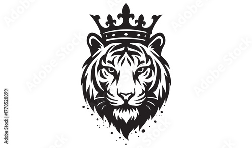 Majestic tiger head with crown symbolizing royalty and power