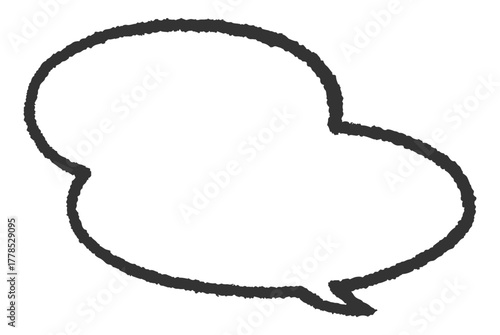  楕円形を二つ重ねた手描き風の吹き出し（横長）