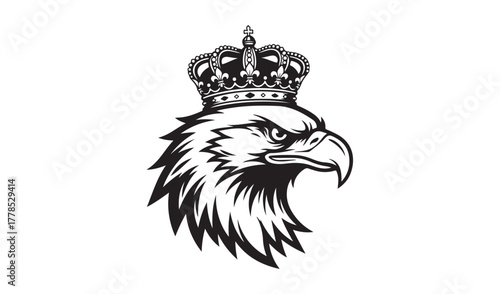 Majestic eagle head wearing an ornate crown emblem