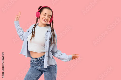 Happy young woman with brai...