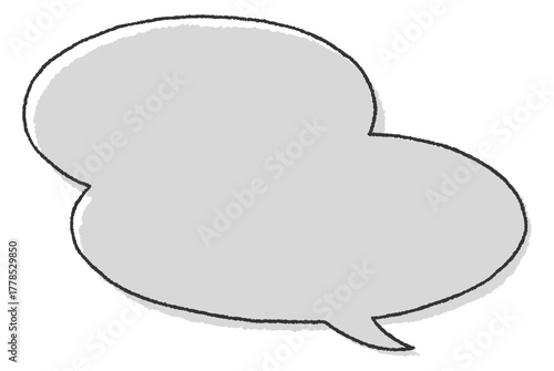  楕円形を二つ重ねた手描き風の吹き出し（横長）