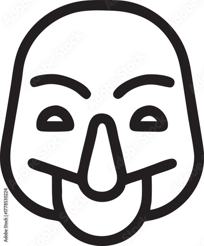 Stylized happy face line art with distinct features mask