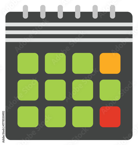 Calendar vector icon isolated on white background.