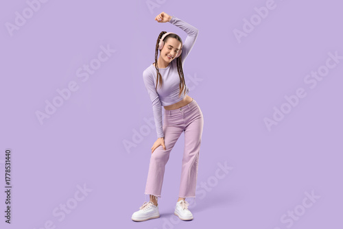 Happy young woman with brai...
