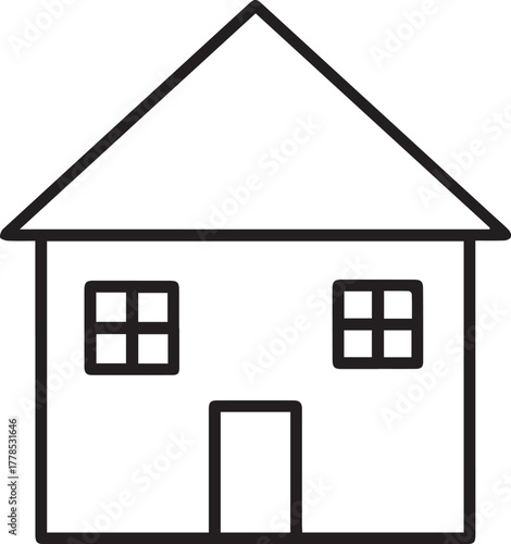 Simple house outline for architectural plans or real estate designs, ideal for minimalist icons or children's books about home ownership and building dreams