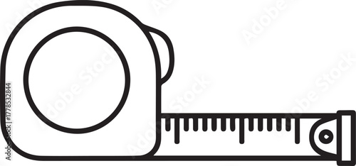 Precise measuring tape vector line art for construction, DIY, or crafting projects with a modern design, ideal for logos or icons requiring accuracy and precision