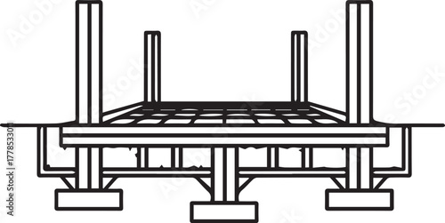 Modern bridge blueprint with detailed engineering design, representing infrastructure, connection, and architectural innovation, originally vector graphics.