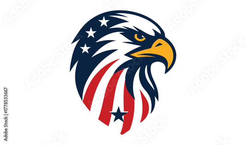 Patriotic eagle head with american flag colors and stars