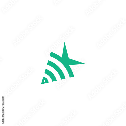 Fish Wifi Antena Logo Design