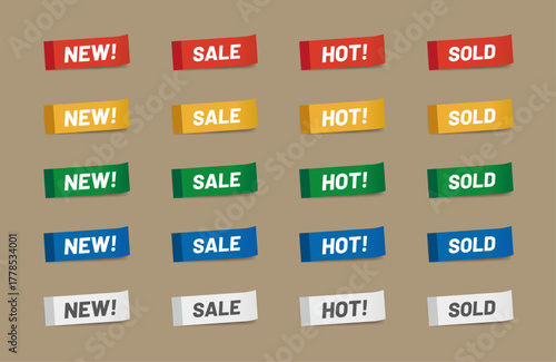 付箋風セールラベルセット（NEW・SALE・HOT・SOLD／全20種類）