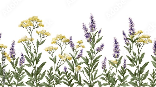 Fototapeta Naklejka Na Ścianę i Meble -  Floral border isolated on white background with yellow flowers