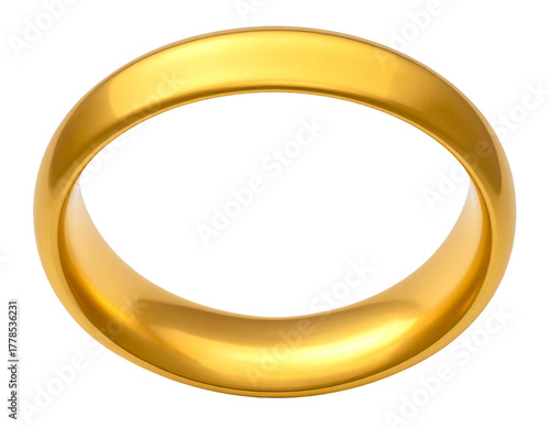 Golden wedding ring isolated on transparent background