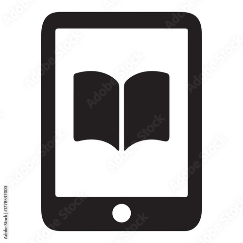 Tablet E-Book Silhouette Digital Reading Icon | Tablet silhouette indicating e-book learning, online library, digital textbooks and study apps