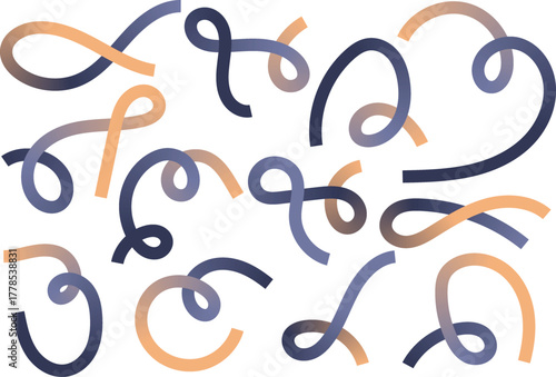 Abstract looping line design, colorful swirl pattern, fluid vector art, vibrant gradient curves, modern decorative element, dynamic motion, stock illustration