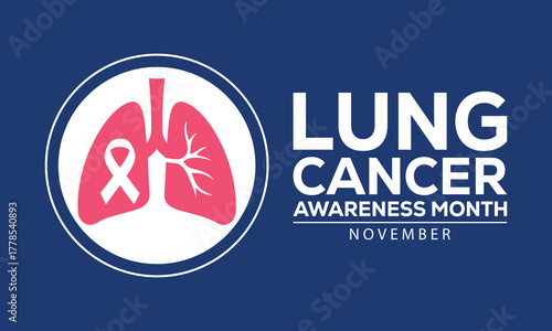 Lung Cancer Awareness Month Banner – November Ribbon, Lungs, Health, Support