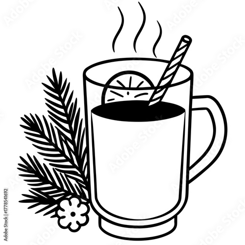 Festive mulled wine illustration with citrus slice