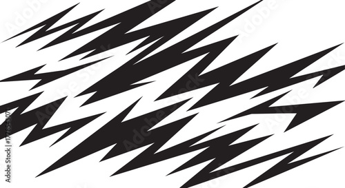 Dynamic black and white lightning bolt pattern for energetic backgrounds and edgy designs, perfect for modern graphics and high-impact visuals