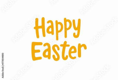 Cheerful Celebration of Easter with Playful Text Design in Vibrant Yellow Shades on a Simple White Background Capturing the Joyous Holiday Spirit