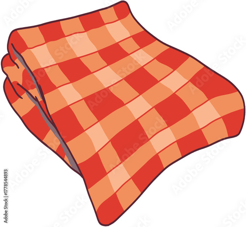 Warm and Soft Folded Orange and Peach Checkered Blanket Perfect for Cozy Home Decor and Comfortable Relaxation During Cooler Seasons