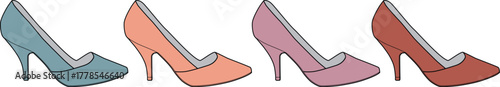 A row of colorful high-heeled shoes, showcasing a vibrant palette of stylish footwear suitable for any occasion