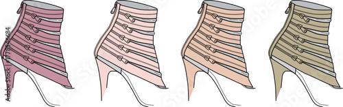 Elegant High Heel Booties in Gradient Color Variations for Fashion Designs