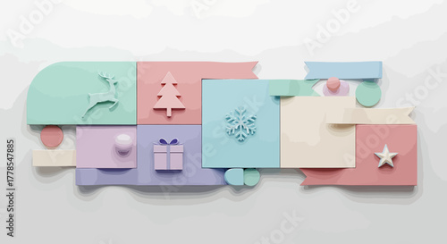 Holiday Event, Abstract Winter Symbols, Minimalist Graphic, Studio, Isometric Viewpoint, Whisk_5ea9276741c5beb89374869c91712a0ddr.eps Concept