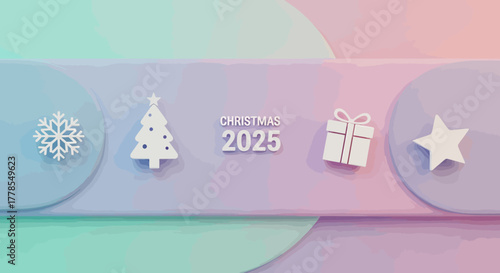 Christmas 2025 Celebration Icons, Pastel Graphic Illustration, Indoor, Minimalist, Top View, Whisk_fbab12555f17af79f064a4ddca6d31b2dr.eps Concept