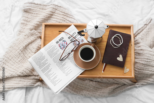 Tray with cup of espresso, ...