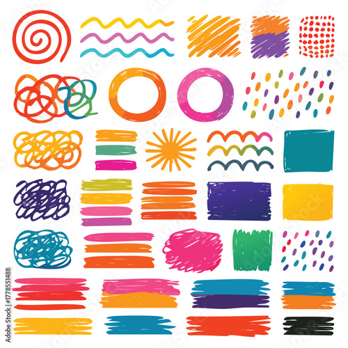 Colorful speech bubbles vector set with abstract design elements and icons