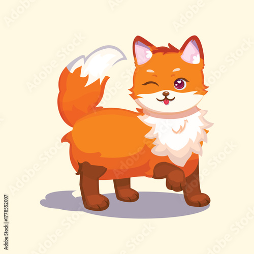 Cute fox winking playfully in soft cartoon illustration style.