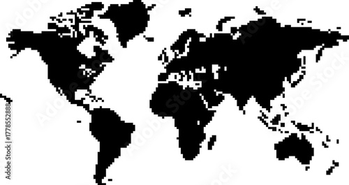 A world map in a pixel art style. 168 squares wide by 89 high