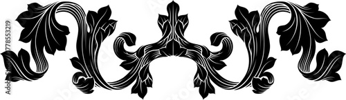 A filigree medieval crest coat of arms heraldic style pattern motif. In a vintage woodcut etching style.