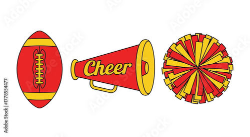 Cheerleading football megaphone pompom illustration vector art