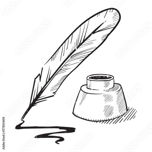 Feather Quill and Ink Bottle
