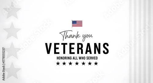 Schilderij op canvas veterans day, A patriotic message of gratitude and respect is conveyed with elegant typography and symbolic imagery